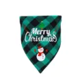 Christmas dog bandana green black plaid pet bib cute snowman holiday festive costume accessory - Pet Christmas Bandanas - Green