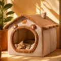 Lit maison en peluche chaude pour chat animal de compagnie hiver douillet petit chien - M / Petite Maison de l'Ours