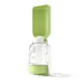 Tragbare Hunde Trinkflasche für unterwegs Haustier Futterspender mit Klappschale und Gurt grün - Wasser und Futter 1100ml Wasser Plus 160g Futter / Grün