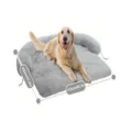Lit de canapé en peluche pour animal de compagnie gris grand chien chat coussin amovible - Coins arrondis - gris clair - amovible et lavable avec corde