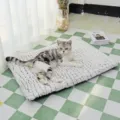 Tapis de couchage pour animal gris en peluche douce, matelas chaud d'hiver chats et chiens. - 50x40cm / Gris et Blanc