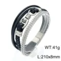 Herren mehrlagiges Leder Edelstahl Anker Armband, Hip-Hop nautischer Stil Schmuck. - KB146289-KLHQ