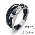 Herren mehrlagiges Lederarmband Edelstahl nautischer Schäkel Ketten Punk Armband - KB146431-KLHQ