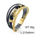 Herren mehrschichtiges Lederarmband Edelstahl nautischer Anker Verschluss Modeschmuck Stil - KB147966-KLHQ