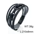 Mehrlagiges Herren Leder Armband geflochten mit schwarzem Edelstahl Verschluss 210mm lang - KB147967-KLHQ