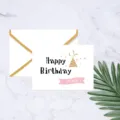 Goldfolie Alles Gute zum Geburtstag Grußkarte mit passendem Umschlag und Partyhut. - Alles Gute zum Geburtstag / Inklusive Umschlag