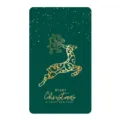 Elegante tarjeta de Navidad con reno en pan de oro sobre fondo verde oscuro - Estilo Ciervo de Navidad (423#)