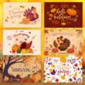 Set van 6 creatieve Thanksgiving wenskaarten met enveloppen voor herfstfeestberichten - Set van 6