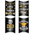 Cajas de dulces de graduación negras con textos de felicitación en oro y blanco - Juego de 12 / Negro