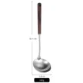 304 stainless steel soup ladle with a dark wooden handle for kitchen use - Porridge Spoon