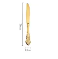 Vintage golden stainless steel steak knife with relief engraving 24cm size detail - Dinner Knife / Gold