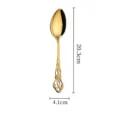 Vintage gold 304 stainless steel dessert spoon with ornate hollow relief handle 20.3cm - Dinner Spoon / Gold