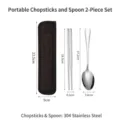 Portable 304 stainless steel cutlery set featuring a spoon and chopsticks with a case - Spoon & Chopsticks (Boxed)