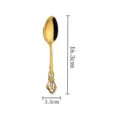 Golden vintage hollow carved spoon with 16.3cm length for dessert and coffee usage - Dessert Spoon / Gold