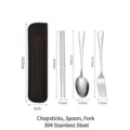 Portable 304 stainless steel cutlery set with travel case including fork spoon chopsticks - Spoon Fork & Chopsticks (Boxed)