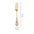 Vintage golden embossed stainless steel fork with hollow handle, length 21cm - Dinner Fork / Gold