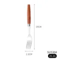 Vintage-Gabel aus Edelstahl 304 im japanischen Stil mit Griff aus Sapele-Holz - Tafelgabel / Silber