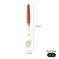 Vintage Gabel aus 304 Edelstahl mit Sapele-Holzgriff, Gold-Finish, 19 cm Länge - Tafelgabel / Gold