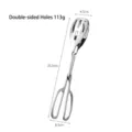 Professional 304 stainless steel hollow food tong with scissor handle, 25.5cm long variant - Double-Sided Hollow Style / 113g / Silver