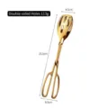 Gold 304 stainless steel scissor-style food tongs with hollow design for salad and bread - Double-Sided Hollow Style / 113g / Gold