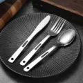 Stainless steel hollow handle cutlery set including knife, fork and spoon - Double Hole Cutlery Set (Without Carabiner)