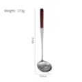 Cucharón sopero profesional de 40 cm en acero inoxidable con mango de madera de eucalipto - Cucharón de Gachas 201 (Eucalipto)