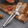 Premium 304 stainless steel fish spatula tongs for steak and BBQ grill, 33cm long - Extended Handle Style / Total Length 33cm