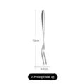 Sleek silver stainless steel two-prong fruit fork measuring 13cm in length and 7g in weight - Mirror Polished Two-Prong Fork / Silver