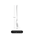 Elegant silver 13cm 304 stainless steel three-prong dessert fork for fruit and cakes - Mirror Polished Three-Prong Fork / Silver