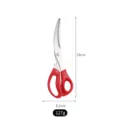 Multifunktionale gebogene Küchenschere aus Edelstahl mit rotem Griff, 24 cm Länge. - Gebogene Küchenschere / Rot