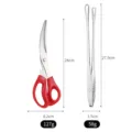 Set aus Edelstahl-Küchenschere und Grillzange mit genauen Produktabmessungen - 12-Zoll Zangen Set / Rote Schere + Silberne Zange