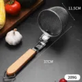 Edelstahl-Nudelsieb mit langem Holzgriff für Küche und professionelles Kochen - Flacher Holzgriff Kurz (12#) / 11.5cm