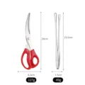 Profi-Grillschere mit rotem Griff und Grillzange aus Edelstahl mit Maßangaben 127g - 10-Zoll Zangen Set / Rote Schere + Silberne Zange