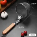 Langlebiger Edelstahl-Seiher mit hitzebeständigem Holzgriff und 13,8 cm Korb für die Küche - Flacher Holzgriff Kurz (14#) / 13.8cm