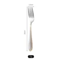 Polished stainless steel dinner fork with elegant double gold line accent, 20cm long - Dinner Fork