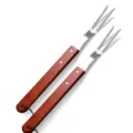 Professional BBQ meat fork set featuring durable red wood handles and stainless steel tines - BBQ Fork