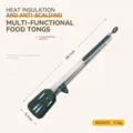 Green stainless steel food clip with heat-resistant PP handle and stand, 38.7cm long - 14" / 3-Line Head / Dark Green