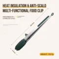 Professional green stainless steel food tongs with anti-scald long handle and hanging ring - 14" / Flower Shape Clip / Dark Green