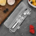 Portable stainless steel cutlery set with white handle spoon and chopsticks in box - Spoon Chopsticks Set (Silver Large)