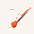 Orange stainless steel kitchen food tongs with 32cm long handle for buffet serving - 12 Inch / Round Head / Orange Red
