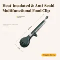 Dark green heat-resistant stainless steel food tong with standing base and hanging ring - 9 Inch / Round Head / Dark Green