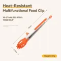 Professional orange stainless steel food tongs with non-slip handle and standing design 33cm long - 12 Inch / Noodle Tong / Orange Red