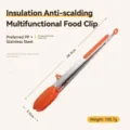 Orange stainless steel kitchen tongs with lock mechanism and stand, 38.5cm food clip - 14" / Flower Shape Clip / Orange Red