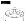 Professional 17.5cm stainless steel egg steaming rack with seven slots and sturdy legs - 201 Stainless Steel Large (H5.5cm)