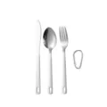 Portable stainless steel cutlery set for camping and outdoors with carabiner clip - Single Hole Cutlery Set With Carabiner