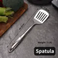 Professional stainless steel slotted turner with ergonomic S-shaped handle for kitchen - Slotted Spatula / 36.5x7.8cm