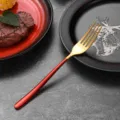 Premium modern red and gold stainless steel dinner fork for elegant table settings - Dinner Fork / Red