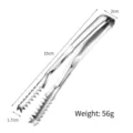 Silberne Eiszange aus Edelstahl 19cm für Bar und Küche mit Maßen und 56g Gewicht - Fingerabdruck Anti-Rutsch Stil (304) / 1 Stück