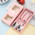 Kreatives Schaufellöffel-Set in rosa Geschenkbox aus hochwertigem Edelstahl - Naturfarben Schaufel-Set / 2er Set (Mit Geschenkbox) / Rosa Geschenkbox