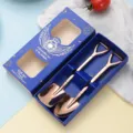 Zweiteiliges kreatives Schaufellöffel-Set aus roségoldenem Edelstahl in blauer Geschenkbox - Roségoldenes 2-teiliges Set / 2er Set (Mit Geschenkbox) / Blaue Geschenkbox
